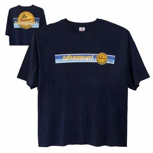 Whassup! Budweiser T-Shirt 2000 Brewery Fresh SS Vintage Y2K Blue Size 4-XL